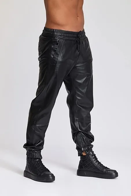 Aethor Men's Black Faux Leather Pants