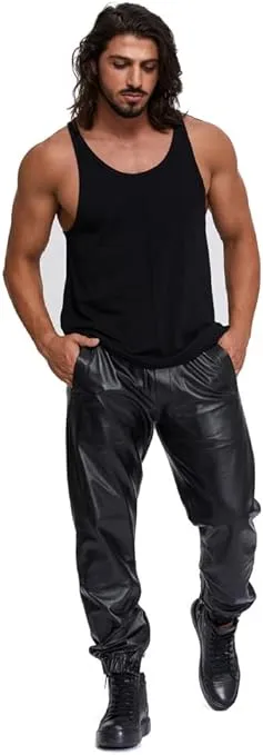 Aethor Men's Black Faux Leather Pants