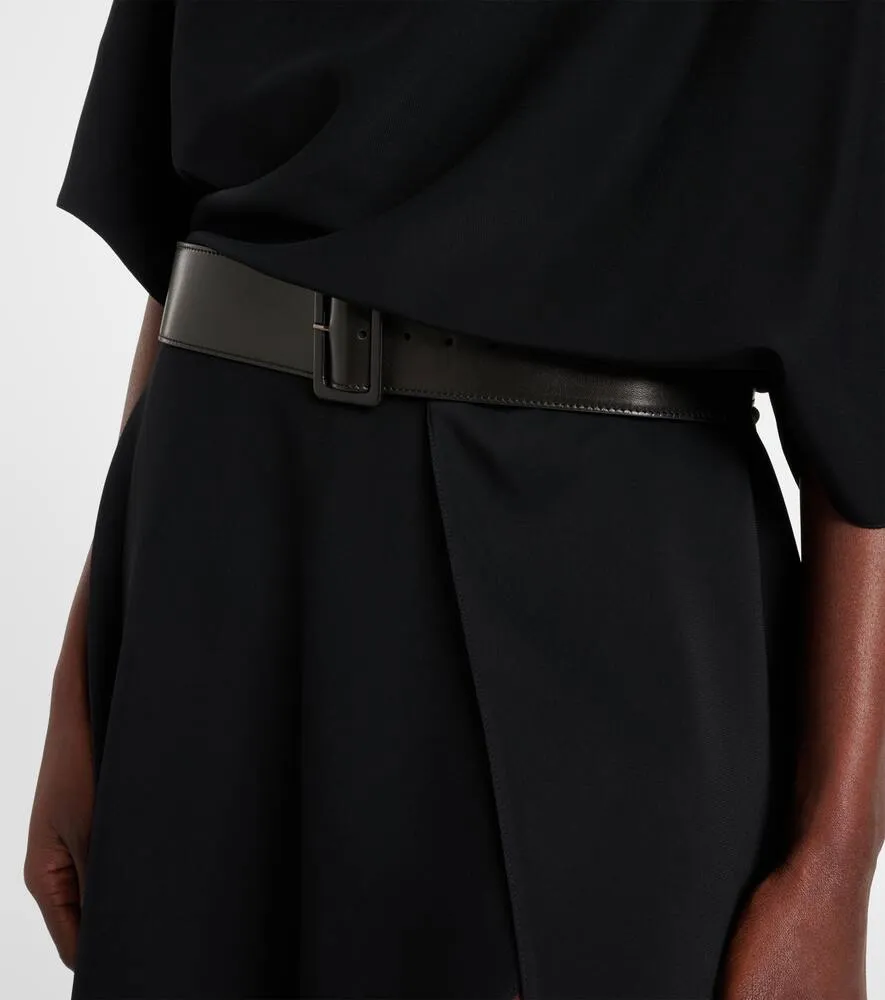 Alaia Belted leather-trimmed midi dress