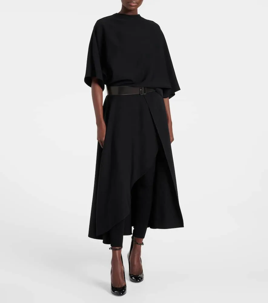 Alaia Belted leather-trimmed midi dress