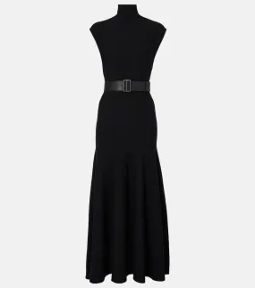 Alaia Belted wool-blend maxi dress