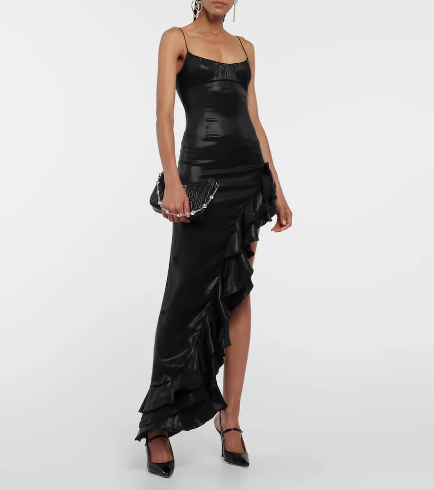 Alessandra Rich Ruffled asymmetrical midi dress