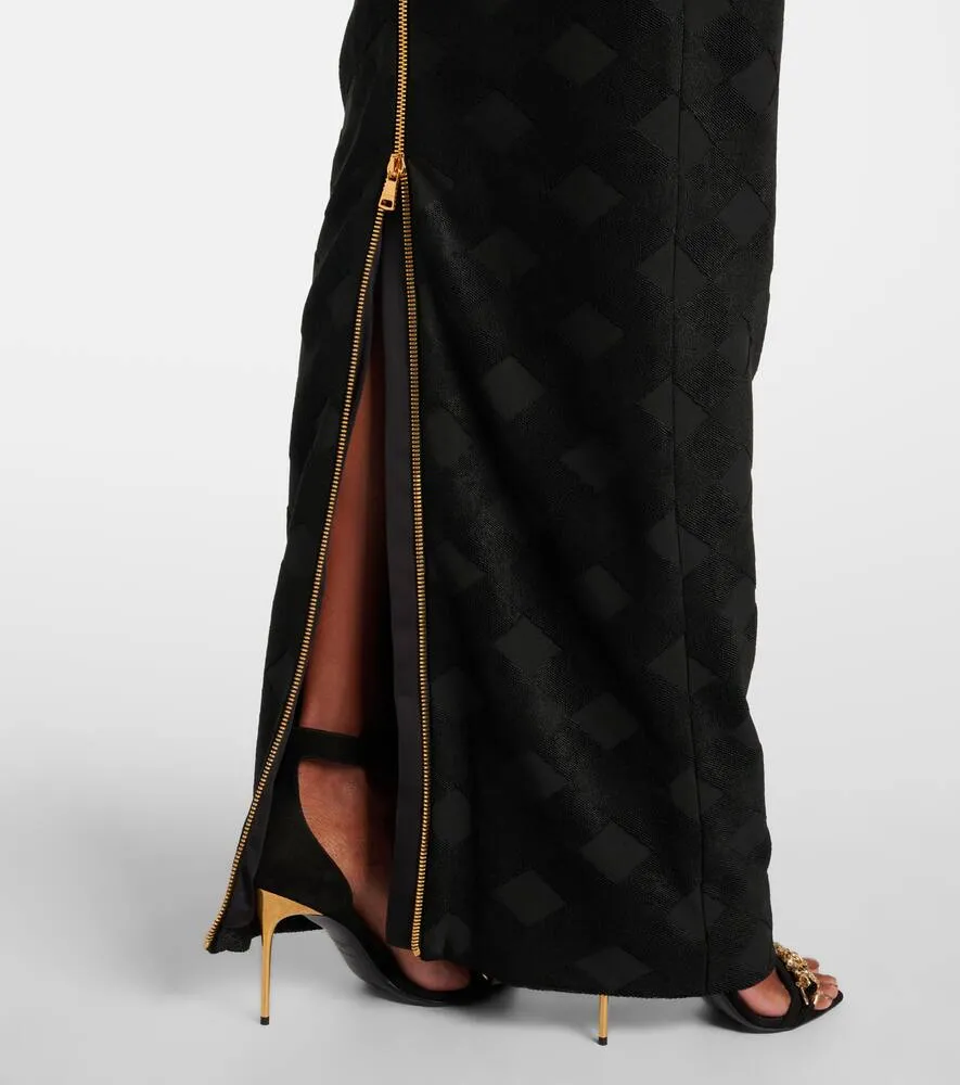 Balmain Checked boucl√É¬© gown
