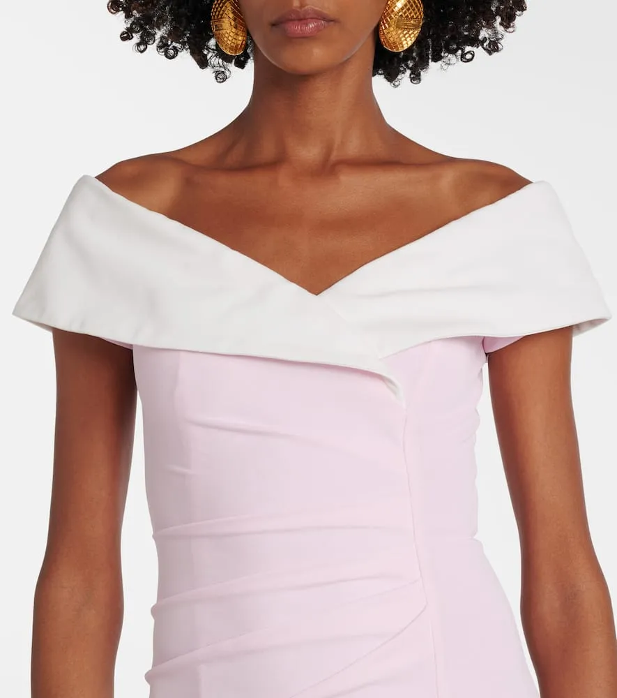 Balmain Draped off-shoulder jersey gown