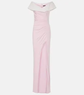 Balmain Draped off-shoulder jersey gown