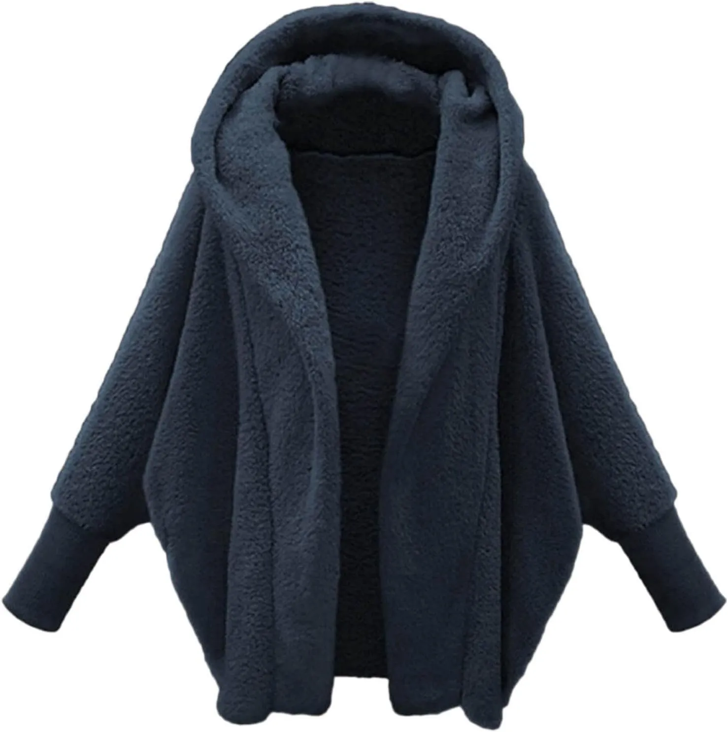 Fuzzy Fleece Jacket for Women Oversized Long Sleeve Hooded Open Front Cardigan Coat 2024 Fall Winter Fashion Outfits