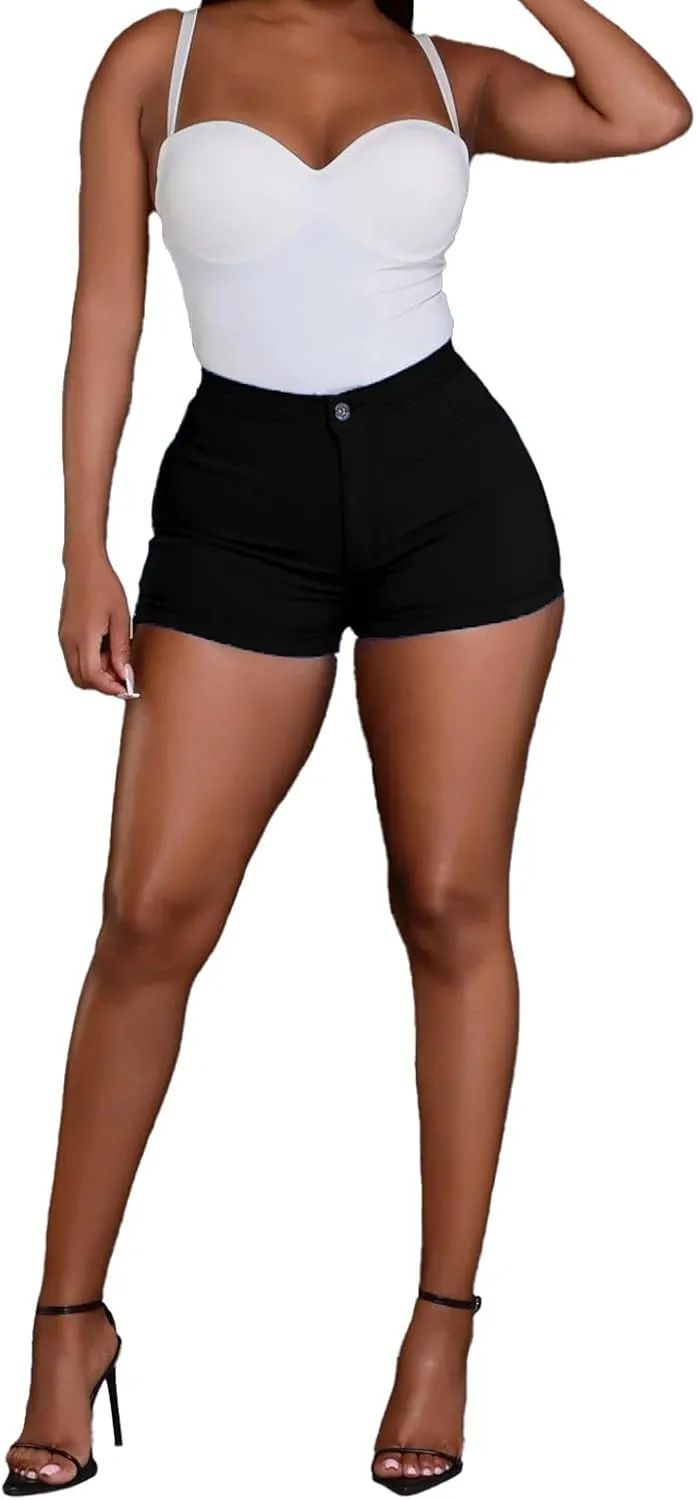 hibshaby Denim Shorts for Women High Waisted Stretchy Sexy Butt-Lifting Summer Jeans Shorts