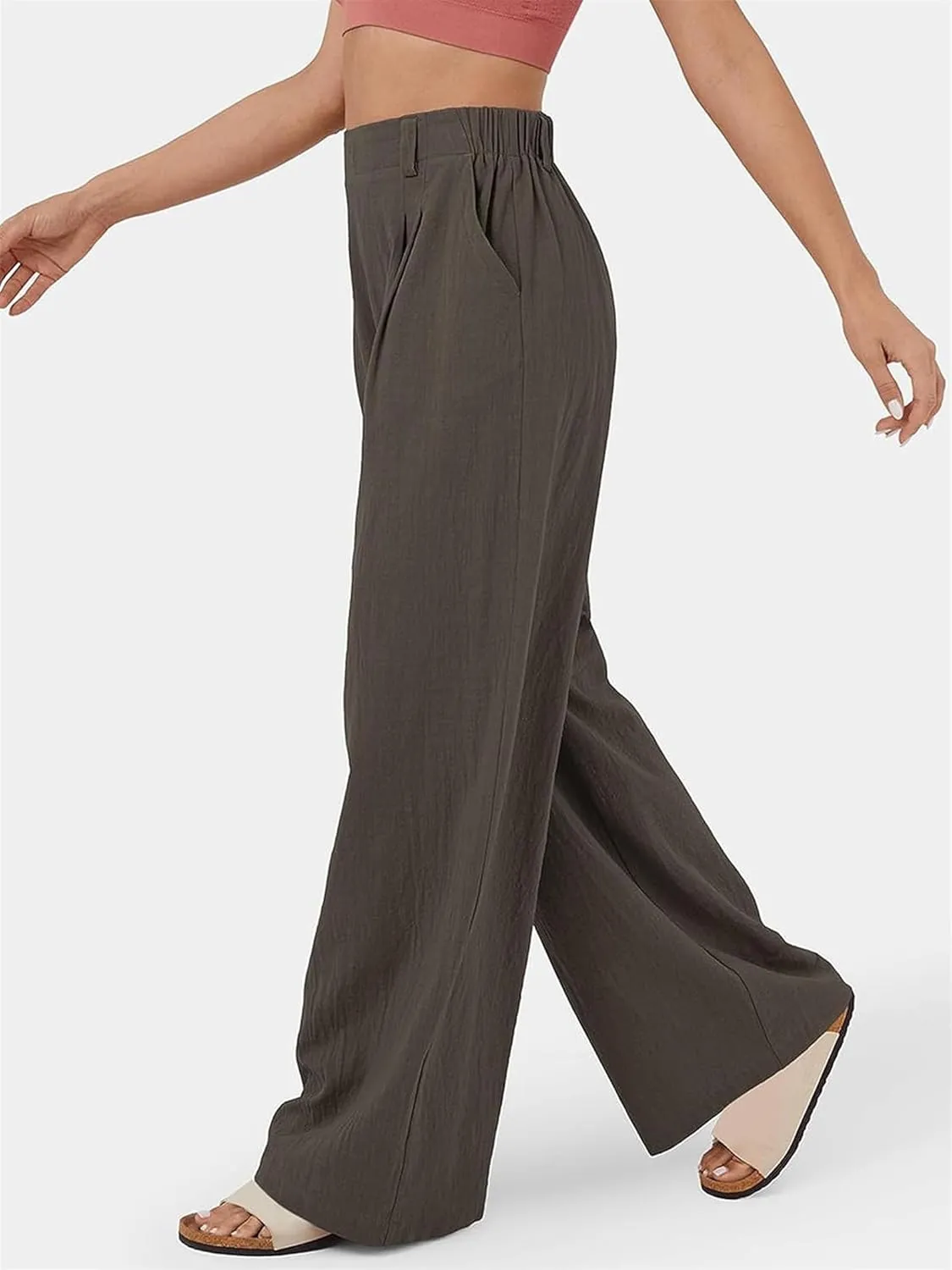 High Waisted Dress Pants for Women Casual Loose Wide Leg Pants Straight Leg Palazzo Pants with Pockets Long Trousers