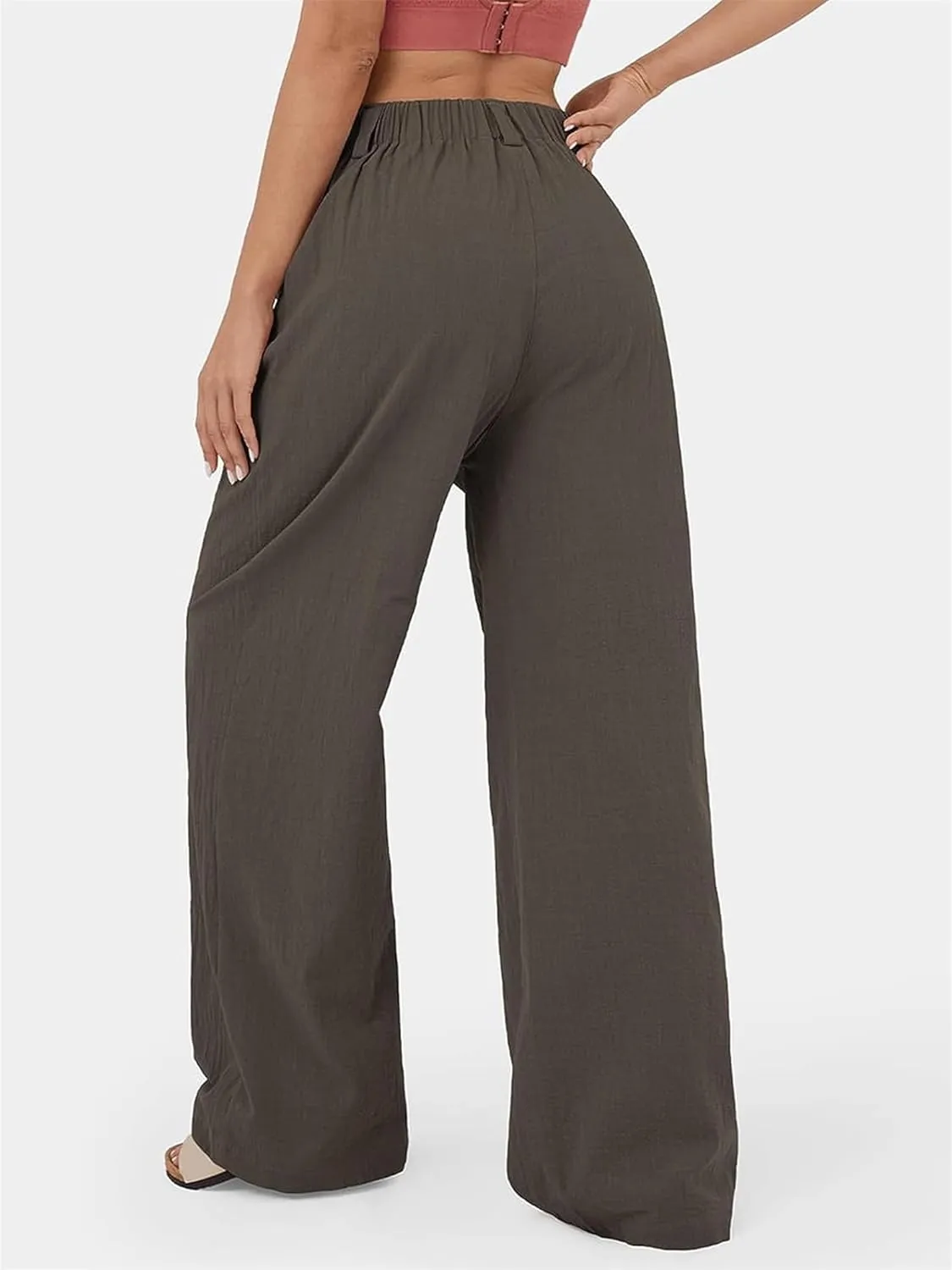 High Waisted Dress Pants for Women Casual Loose Wide Leg Pants Straight Leg Palazzo Pants with Pockets Long Trousers
