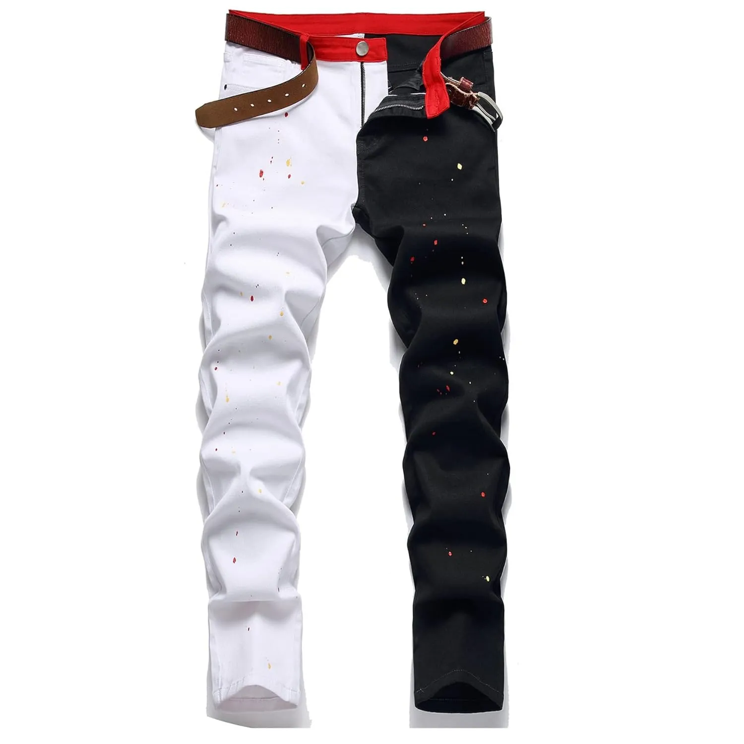 KELYWELL Men's Slim Fit Stretch Patchwork Jeans Ripped Skinny Jeans for Men, Street Hip Hop Stretch Moto Denim Pants (38,Color 12)