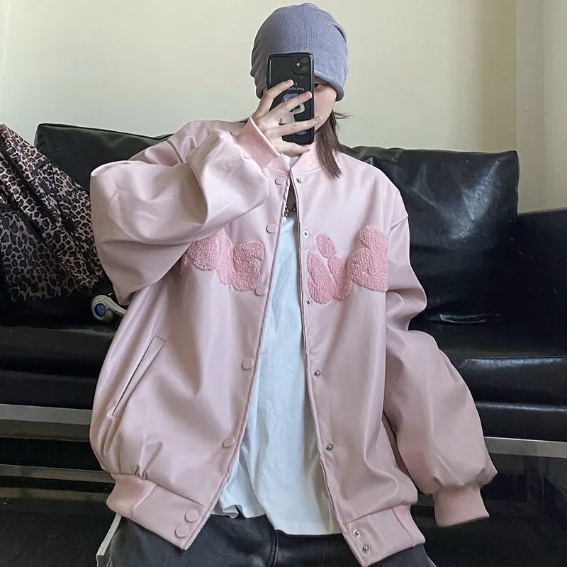 Mage Faux Letters Leather Jacket