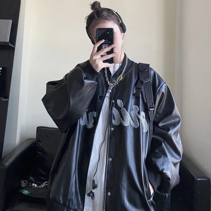 Mage Faux Letters Leather Jacket