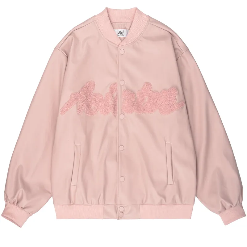 Mage Faux Letters Leather Jacket