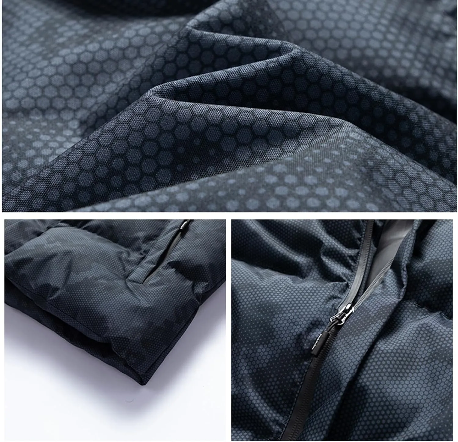Mens Rain Jackets Waterproof Hooded Coats Puffy Padded Jackets Thicken Warm Overcoats Winter Trendy Coat with Pocket