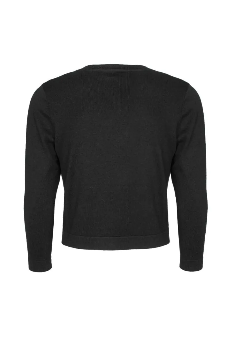 Nina Leonard Scoop Neck Chain Detail Long Sleeve Rayon Knit Bolero