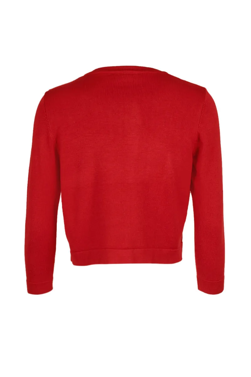 Nina Leonard Scoop Neck Chain Detail Long Sleeve Rayon Knit Bolero