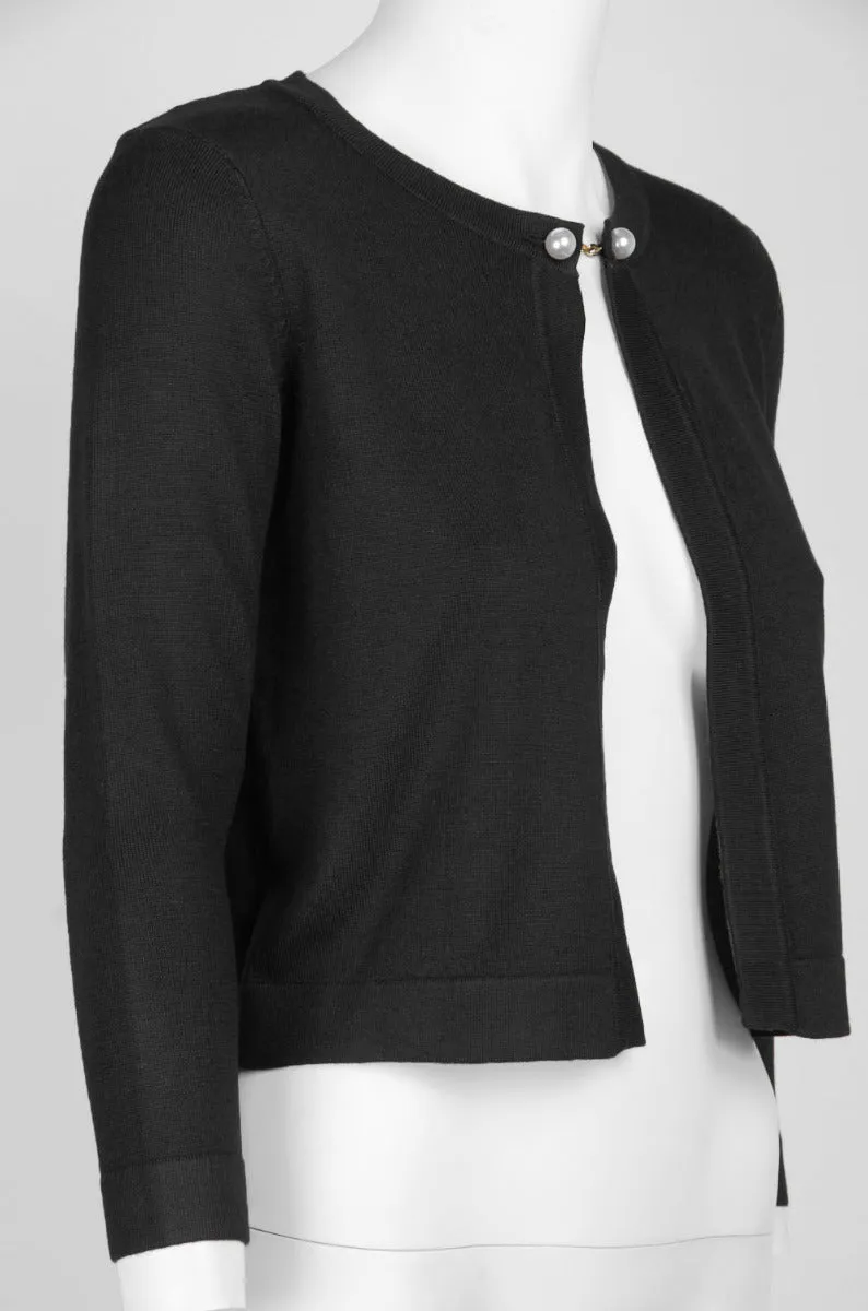 Nina Leonard Scoop Neck Chain Detail Long Sleeve Rayon Knit Bolero