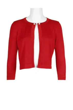 Nina Leonard Scoop Neck Chain Detail Long Sleeve Rayon Knit Bolero