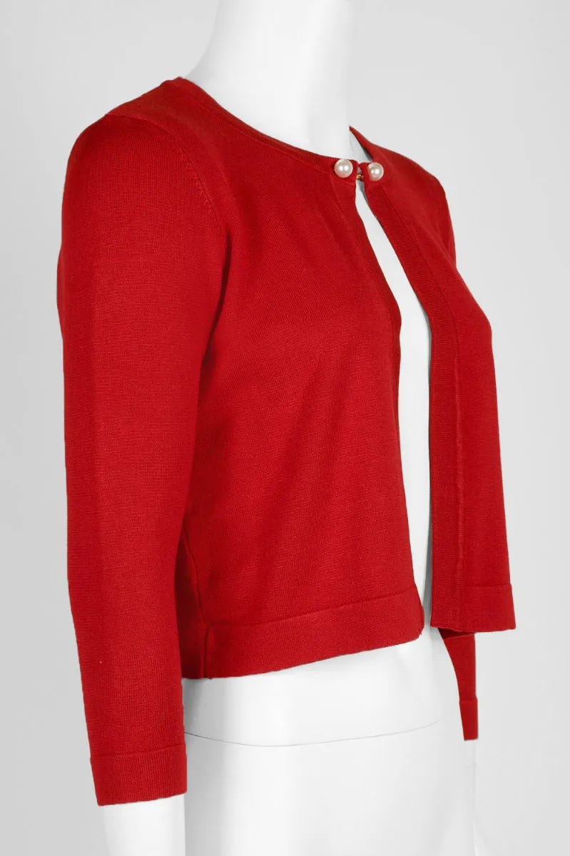 Nina Leonard Scoop Neck Chain Detail Long Sleeve Rayon Knit Bolero