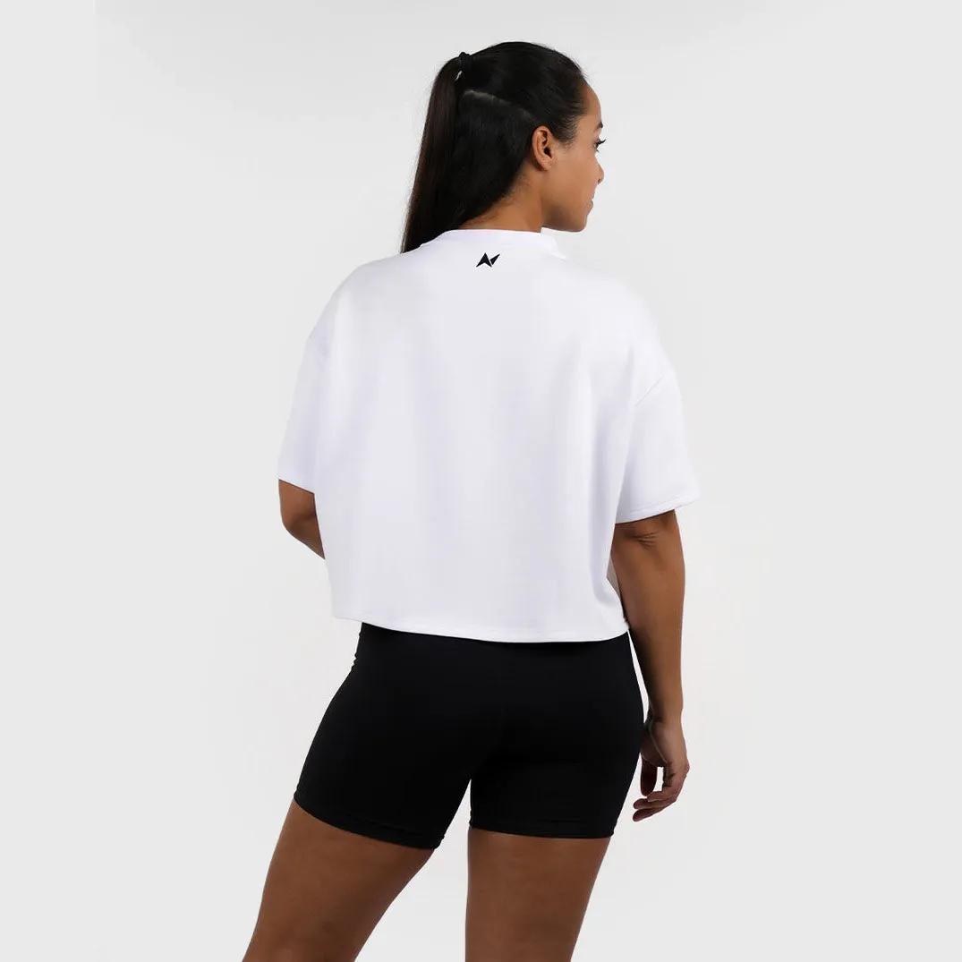 NORTHERN SPIRIT - BAGGY TOP WOMEN OVERSIZED CROP TOP - ALABASTER