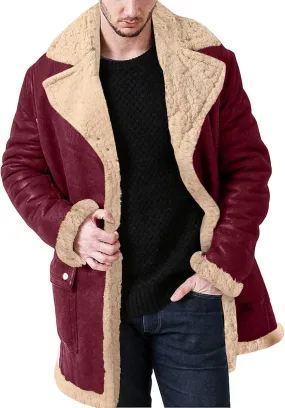 QWENTMTNTY Mens Faux Shearling Sherpa Jacket Heavyweight Winter Faux Sheepskin Long Trench Coat Casual Thicken Outerwear