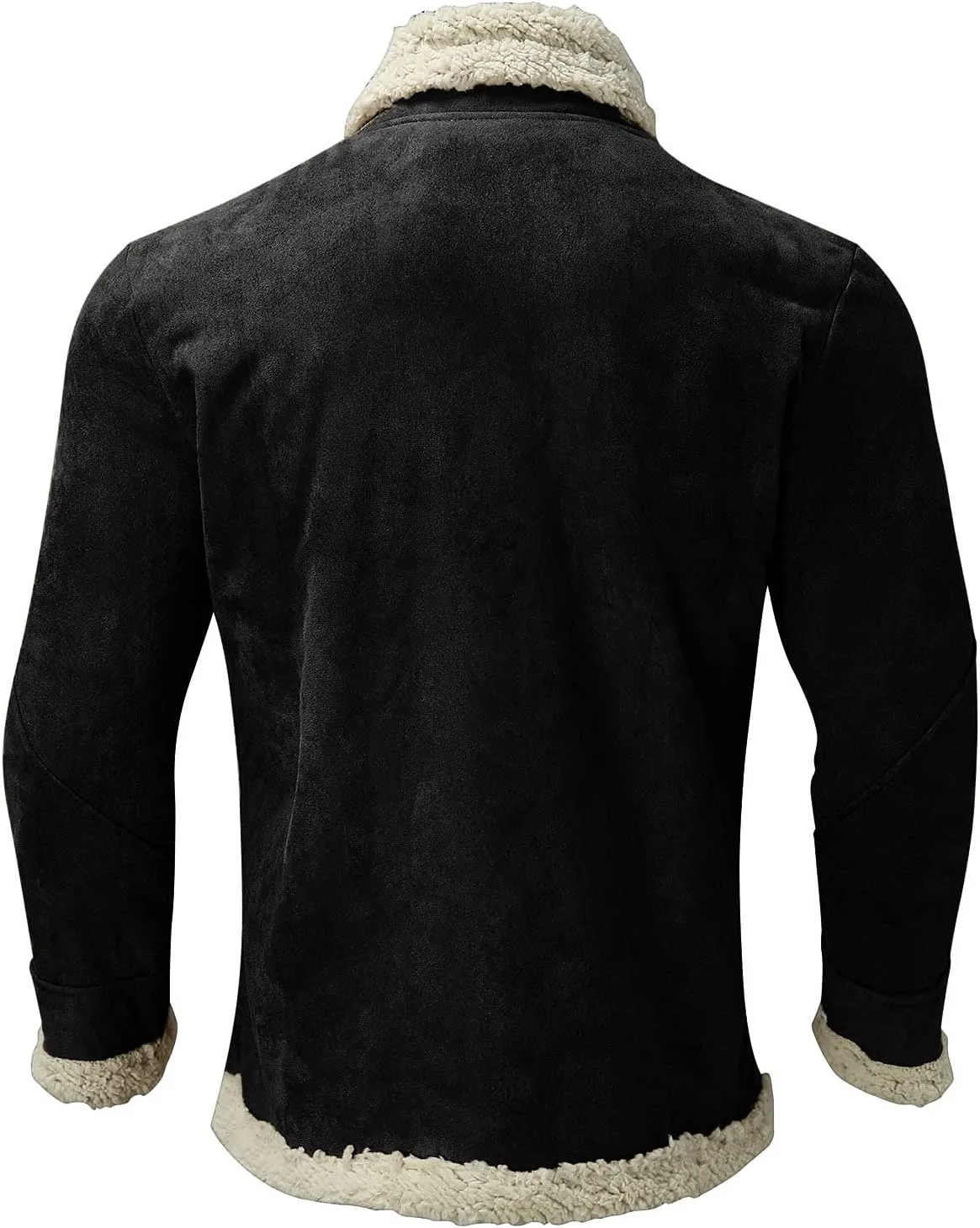 QWENTMTNTY Mens Vintage Heavyweight Faux Suede Sherpa Jacket Faux Shearing Coat Big and Tall Casual Stylish Winter Jackets