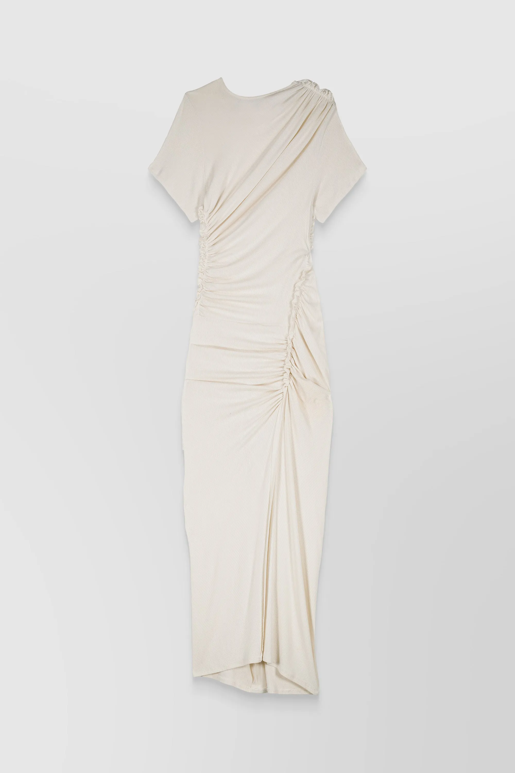 Ruched cotton rib maxi dress