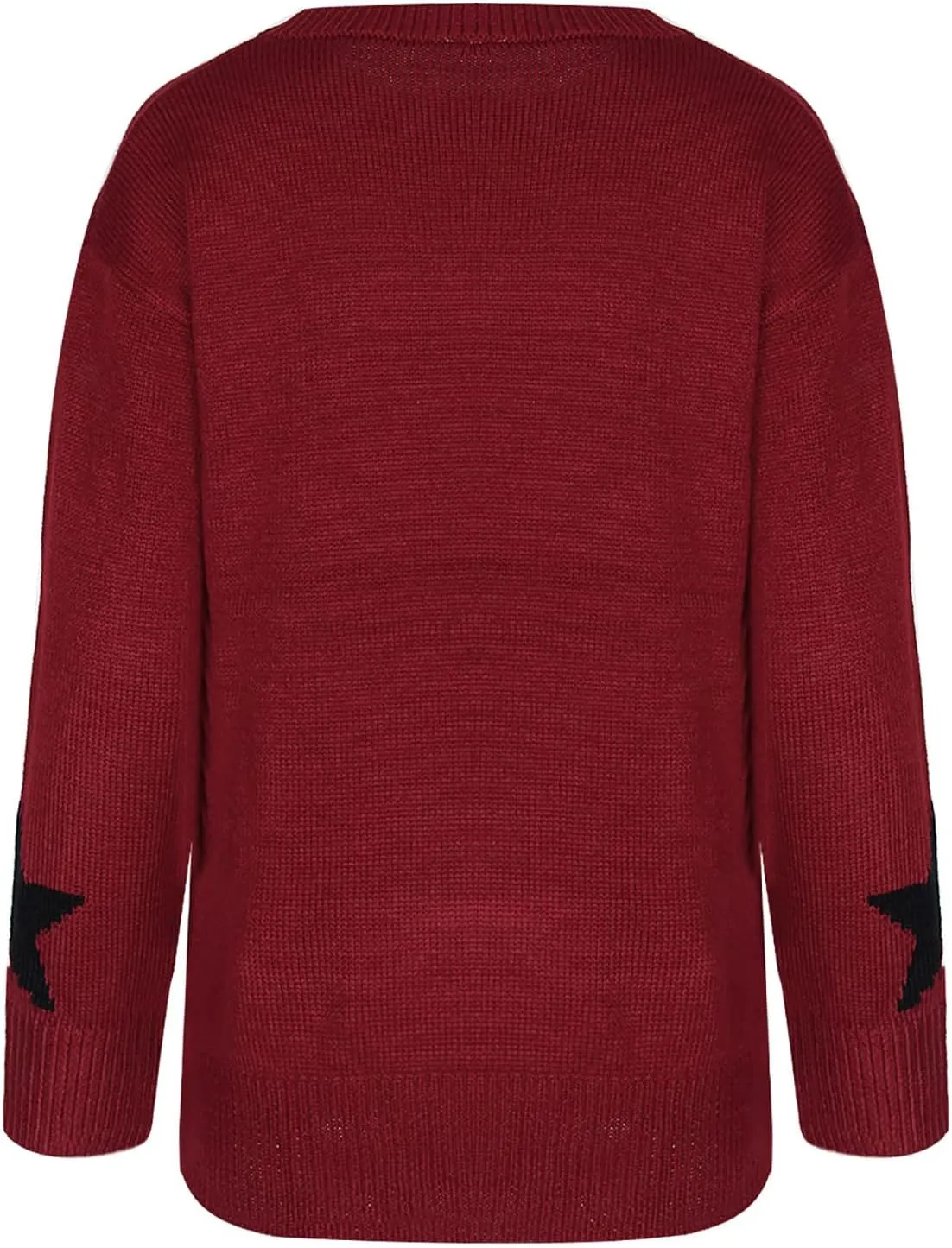 shermie Women's Star Graphic Knitted Pullover Sweaters Long Sleeve Crew Neck Casual Sweater