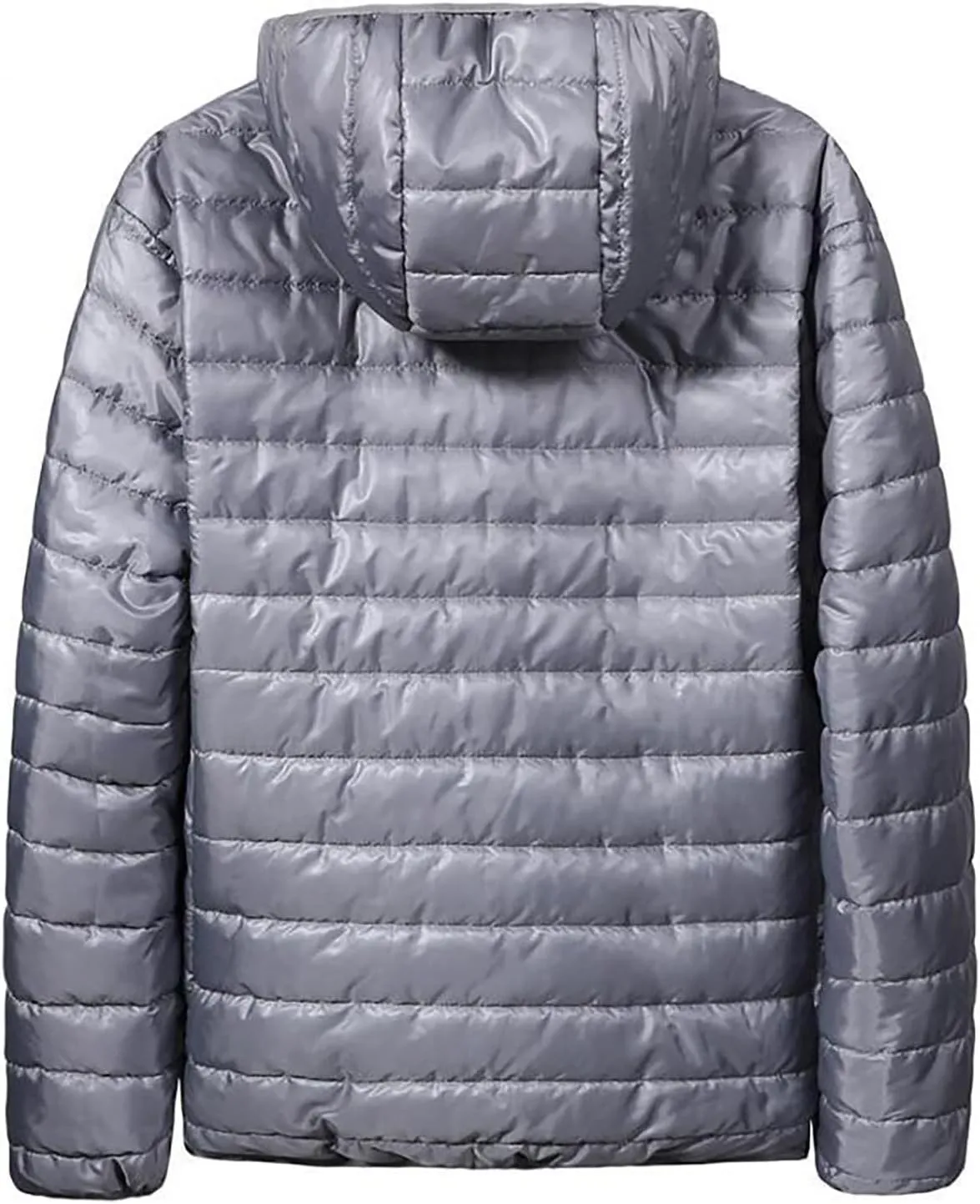 Thatrich Lightweight Puffer Jacket Men Oversized Puffy Coats Zip Up Hoodies Outdoor Hooded Jackets Winter Trendy Coat Outwear