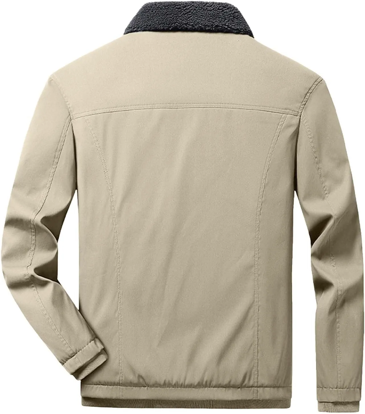 Thatrich Sherpa Lined Jacket Men Lightweight Fleece Coat Oversized Casual Jackets Winter Trendy Coats Outwears with Pockets