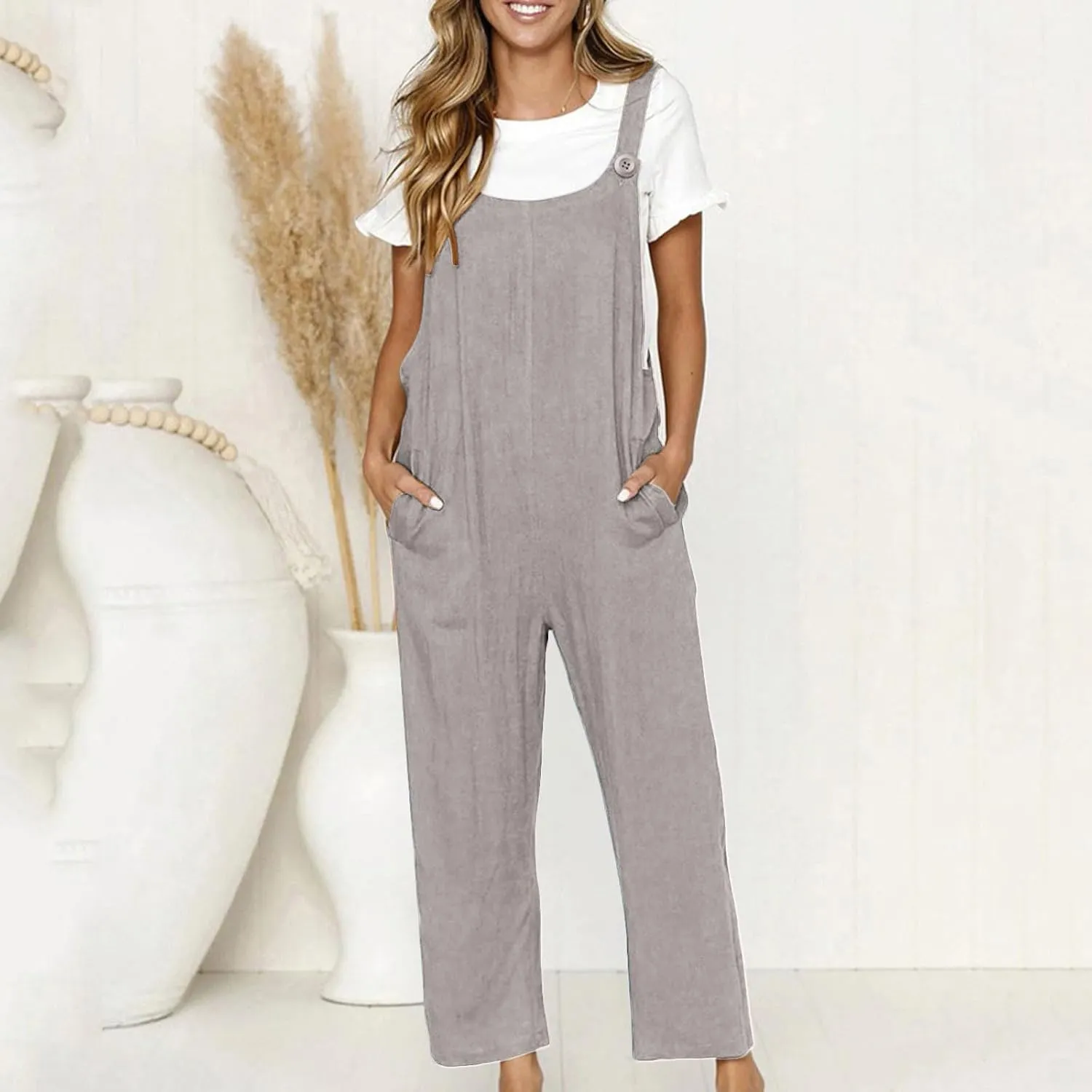 Women Coveralls Pants Catsuit for Women Linen Loose Fit Thin Overall Summer Fall Coveralls 2025 Trendy
