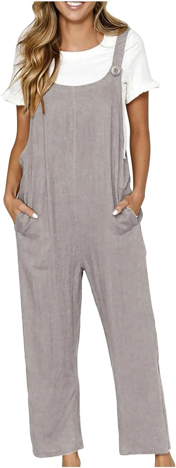 Women Coveralls Pants Catsuit for Women Linen Loose Fit Thin Overall Summer Fall Coveralls 2025 Trendy
