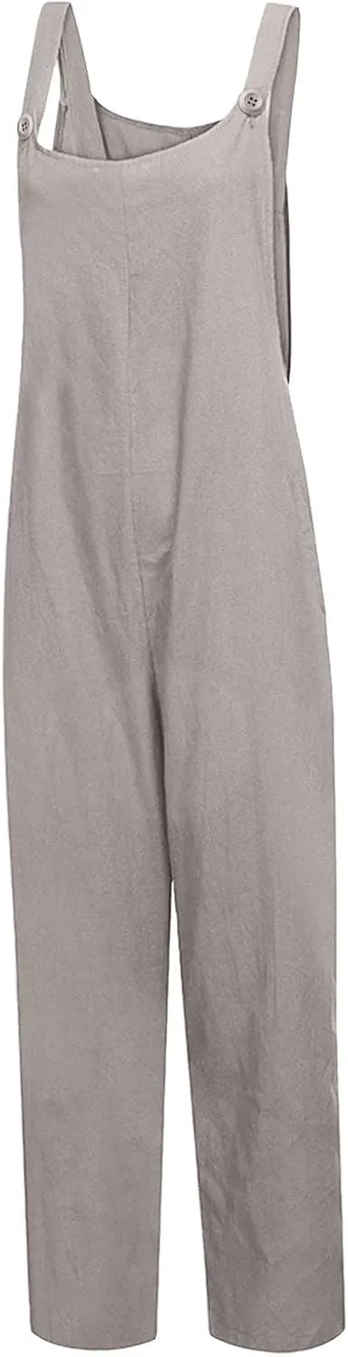 Women Coveralls Pants Catsuit for Women Linen Loose Fit Thin Overall Summer Fall Coveralls 2025 Trendy