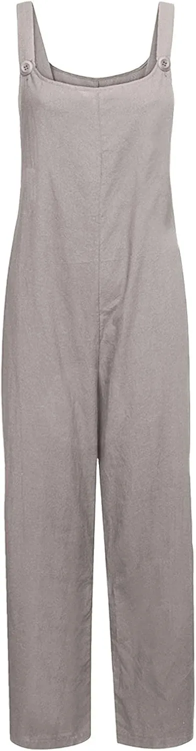 Women Coveralls Pants Catsuit for Women Linen Loose Fit Thin Overall Summer Fall Coveralls 2025 Trendy