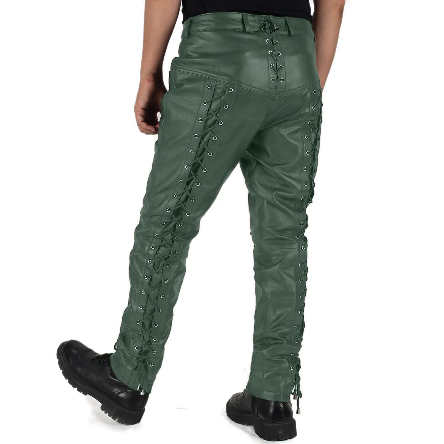 Zephor Men's Green Faux Leather Pants